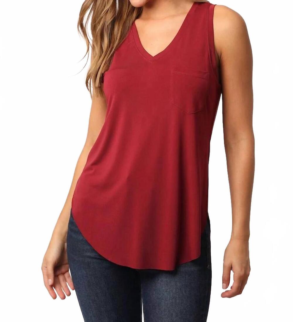 NEW ANOTHER LOVE esther breast pocket tank top in rhubarb